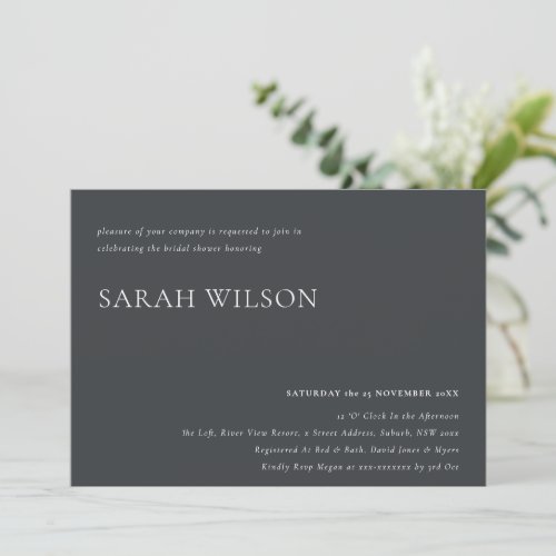 Urban Black White Typography Bridal Shower Invite