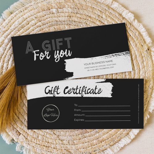Urban black with logo masculine gift certificate 