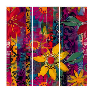 Urban Bloom Vivid Graffiti Flower Explosio Poster Triptych