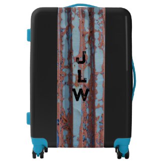 Urban Blue and Red Distressed Grunge with Initials