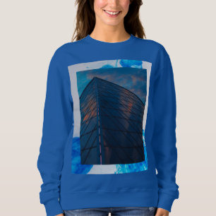 Urban Blue Tower Graphic Women’s Stylish Long  Sweatshirt