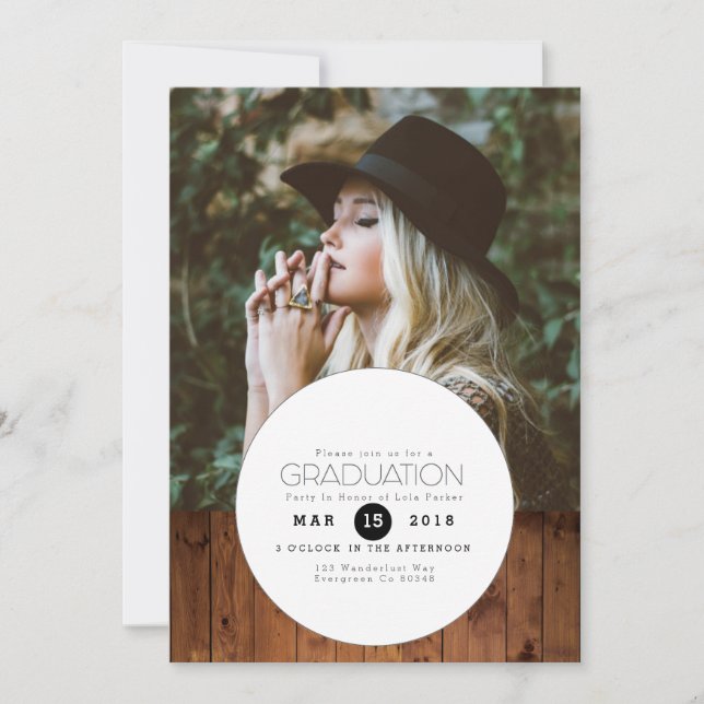 Urban Boho | Circle Graduation Party Photo Invitation (Front)