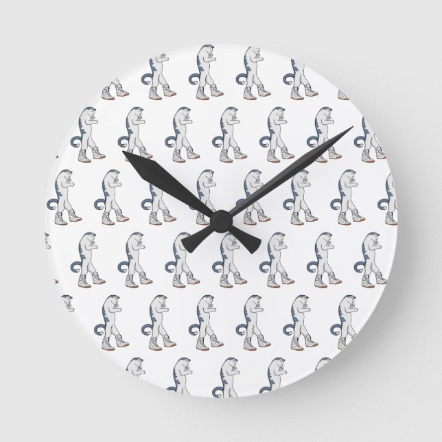 Urban Boxer Cat in Sneaker Walk Fighter Round Clock (Front)