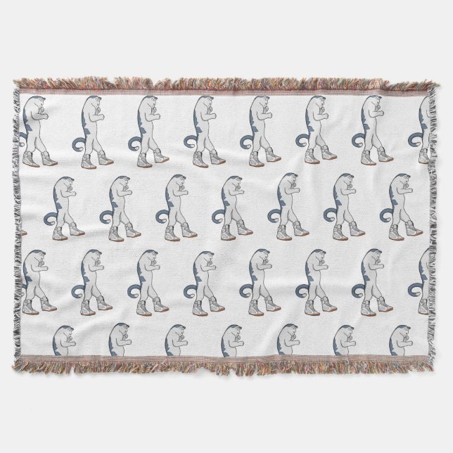 Urban Boxer Cat in Sneaker Walk Fighter Throw Blanket (Front)