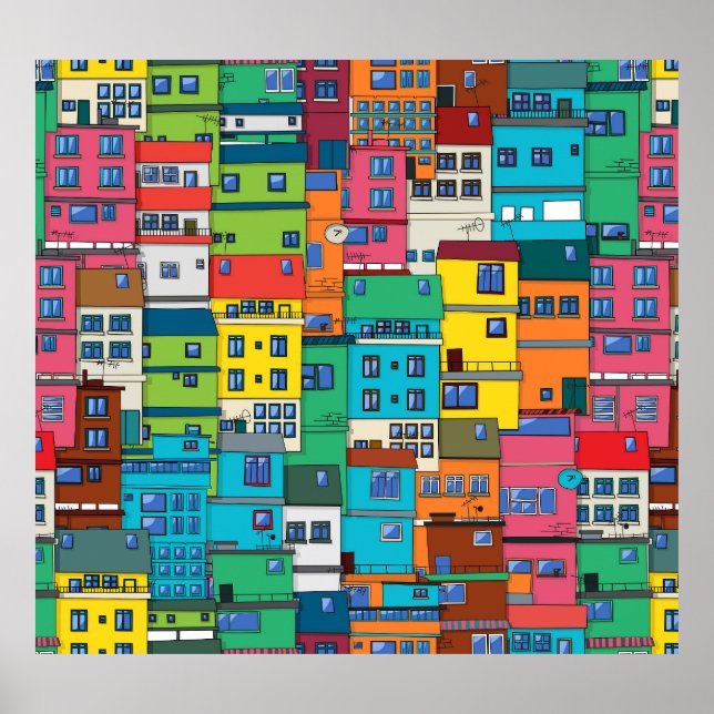 Urban Brazilian favela: colorful background. Poster (Front)