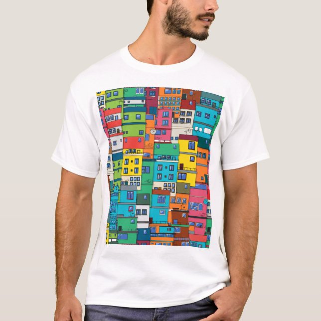Urban Brazilian favela: colorful background. T-Shirt (Front)
