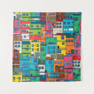 Urban Brazilian favela: colorful background. Tapestry
