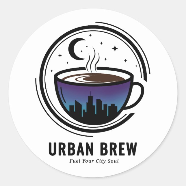 Urban Brew City Skyline Coffee Classic Round Sticker (Front)