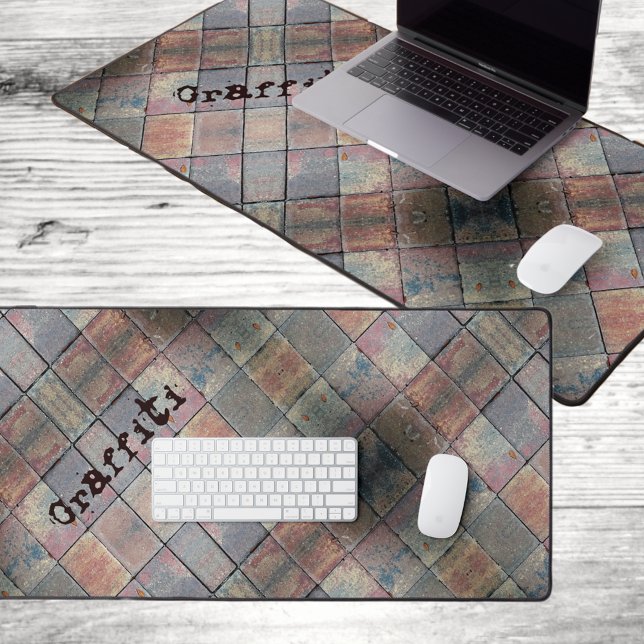 Urban Brick Checkered Pattern Personalized Grunge Desk Mat (Creator Uploaded)