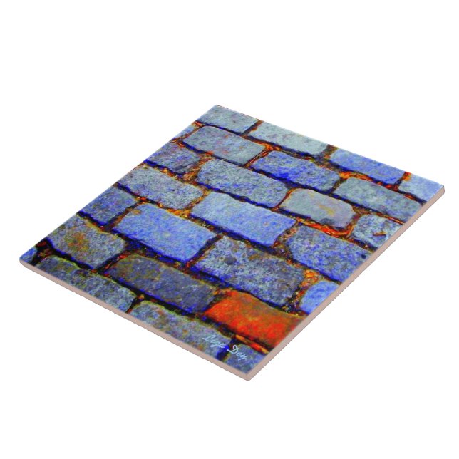 Urban Bricks (Blue) Tile/Trivet Tile (Side)
