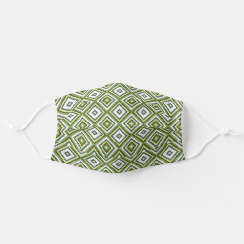 Urban Brown Lime Green Gray Squares Art Pattern Adult Cloth Face Mask