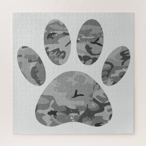 Urban Camo Puppy Paw Print Jigsaw Puzzle