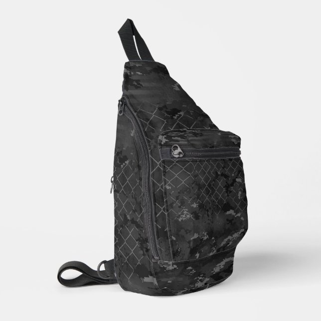 Urban Camouflage Dark and Gray Sling Bag (Left Corner)