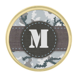 Urban camouflage gold finish lapel pin