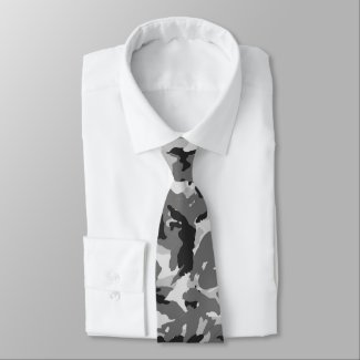 Urban Camouflage Pattern - Black & Grey Neck Tie