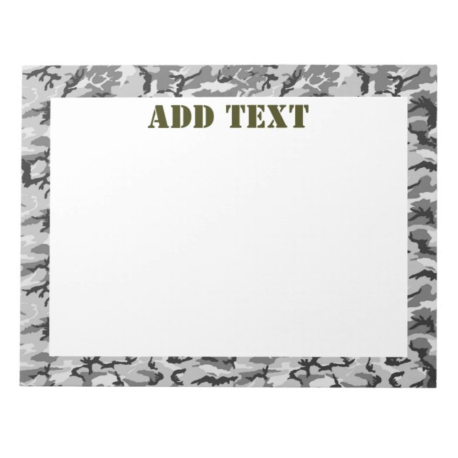 Urban Camouflage Pattern - Black & Grey Notepad (Front)