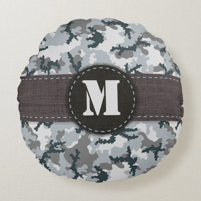 Urban camouflage round pillow (Front)