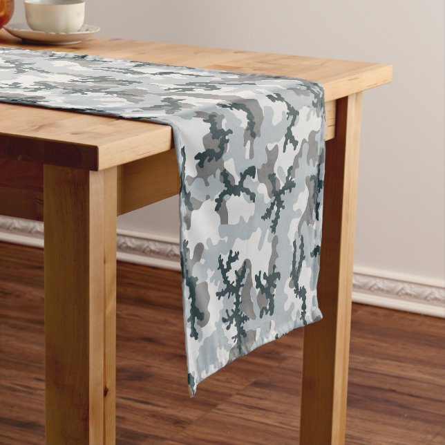 Urban camouflage short table runner (In Situ)