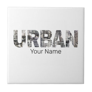 Urban Capital Lettering Urbanpeople Vintage Design Ceramic Tile