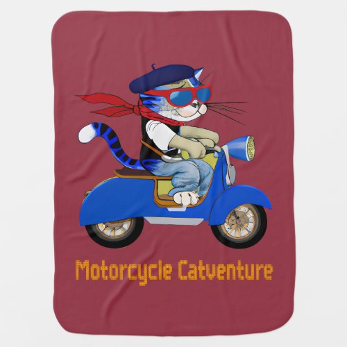 urban cat blue scooter _ Funny cat Baby Blanket