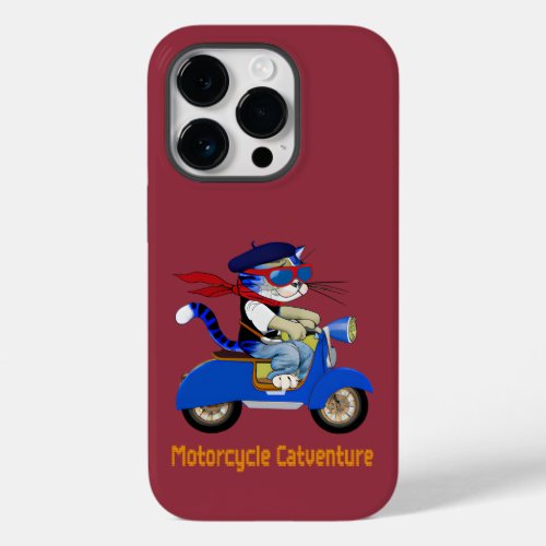 urban cat blue scooter _ Funny cat Case_Mate iPhone 14 Pro Case