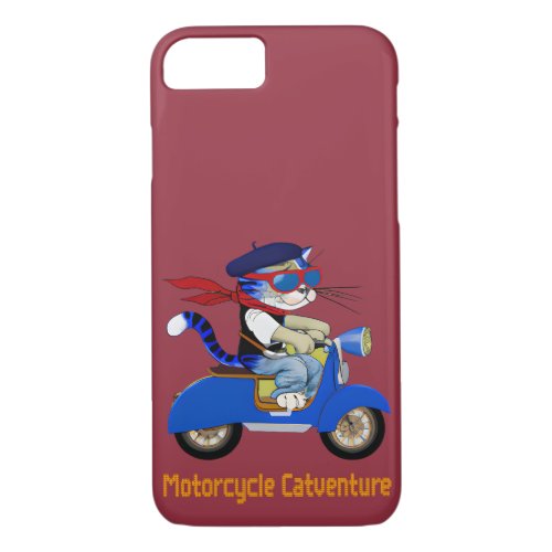 urban cat blue scooter _ Funny cat iPhone 87 Case