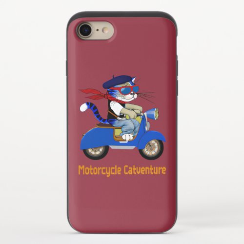 urban cat blue scooter _ Funny cat iPhone 87 Slider Case