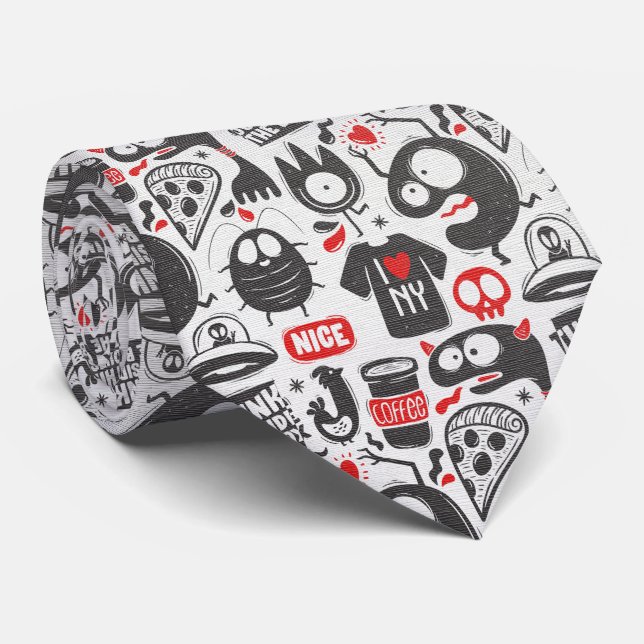 Urban Chaos – Doodle Grid Neck Tie (Rolled)