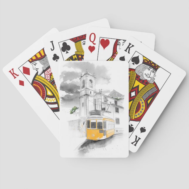 Urban Charm: Hand-Drawn Watercolor Urbanscape Poker Cards (Back)