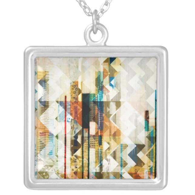 Urban Chevron II Silver Plated Necklace (Front)