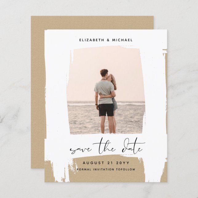 Urban Chic Minimalist PHOTO Save The Dates BUDGET (Front/Back)