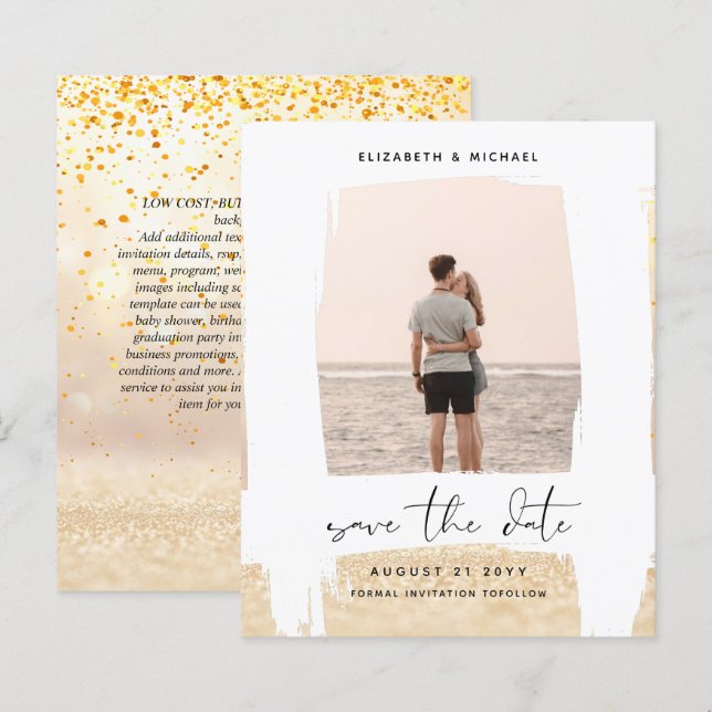 Urban Chic Minimalist PHOTO Save The Dates BUDGET (Front/Back)