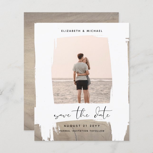 Urban Chic Minimalist PHOTO Save The Dates BUDGET (Front/Back)