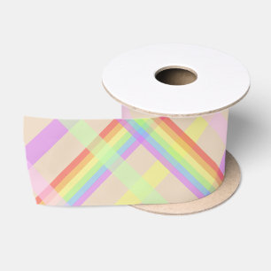 Urban Chic Rainbow Plaid Pattern Satin Ribbon