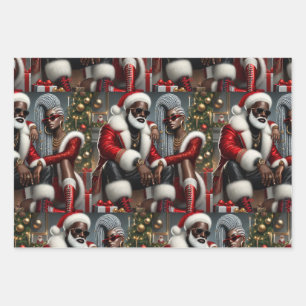 Urban Chic Santa Wrapping Paper Sheets