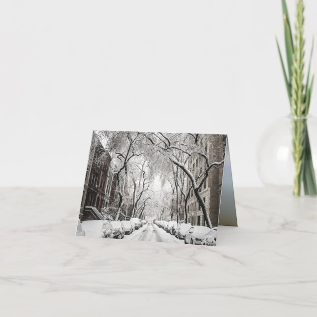 Urban Christmas Snow in Brooklyn NY Card (Front)