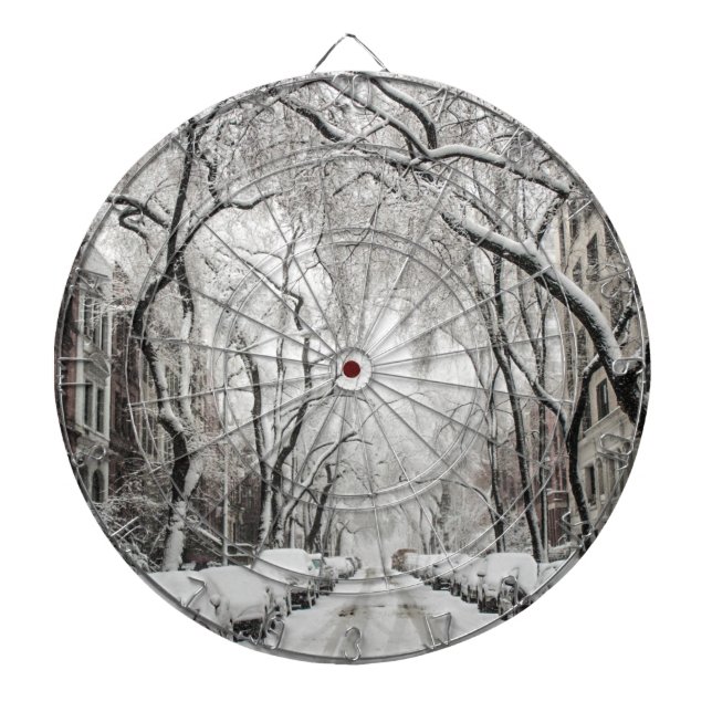 Urban Christmas Snow in Brooklyn NY Dart Board (Front)