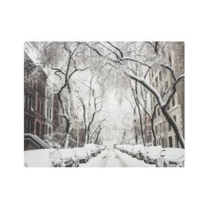 Urban Christmas Snow in Brooklyn NY Metal Print