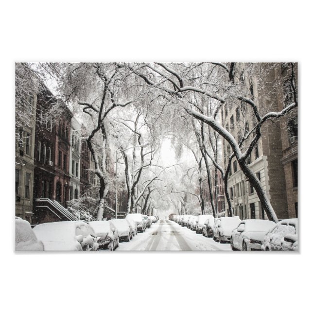 Urban Christmas Snow in Brooklyn NY Photo Print (Front)