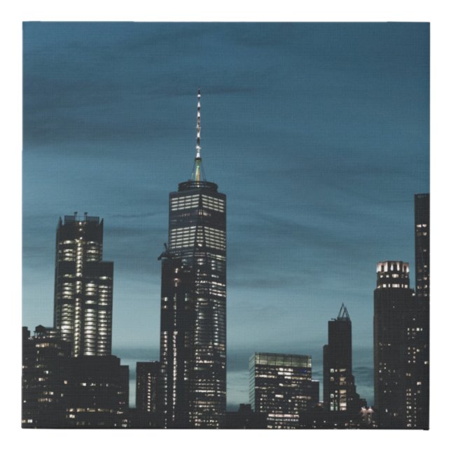 URBAN CITY DURING NIGHTTIME FAUX CANVAS PRINT (Front)