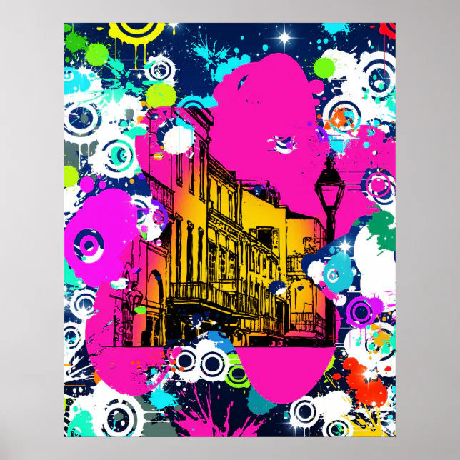 urban city graffiti paint splatter design colorful poster | Zazzle