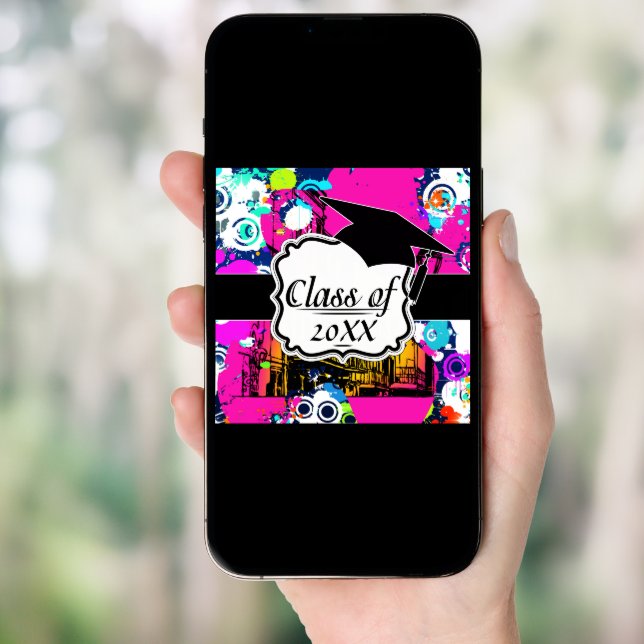 urban city graffiti paint splatter graduation invitation (Front Digital)