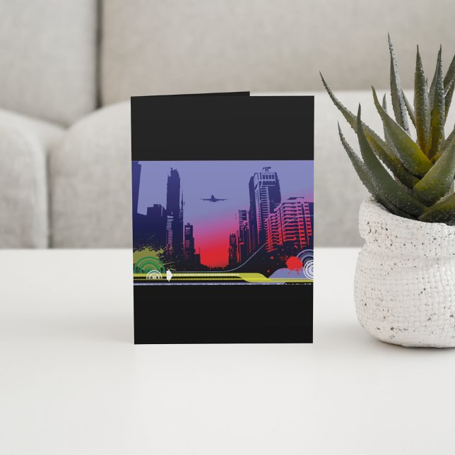 Urban City Scene At Dusk Card (Creator Uploaded)