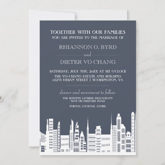 Urban City Wedding Invitations (Front)