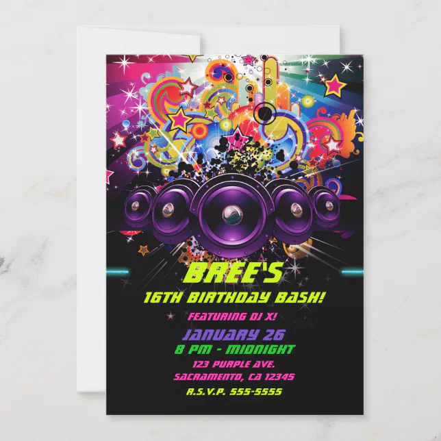 Urban Club Hip Hop DJ Dancing Dance Party Invitation | Zazzle