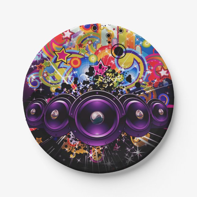 Urban Club Hip Hop DJ Dancing Dance Party Paper Plates (Front)