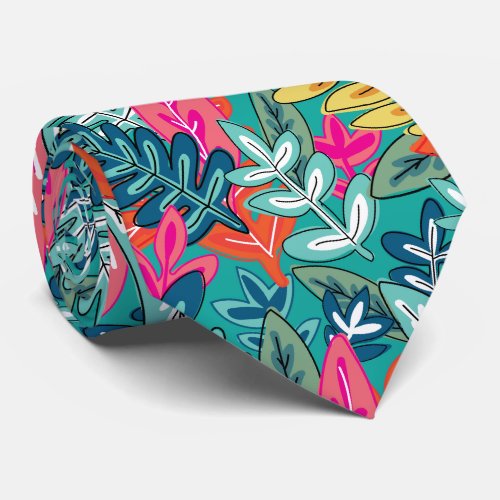 Urban colorful Jungle foliage Pattern Tie