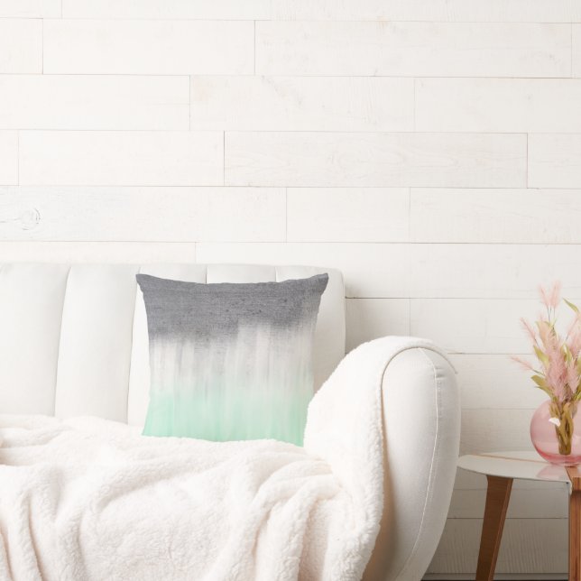 Urban concrete, green mint throw pillow (Couch)