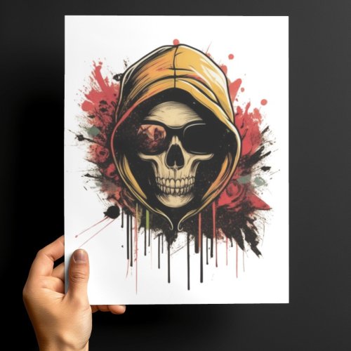 Urban Cool Skull in Yellow Hoodie Poster