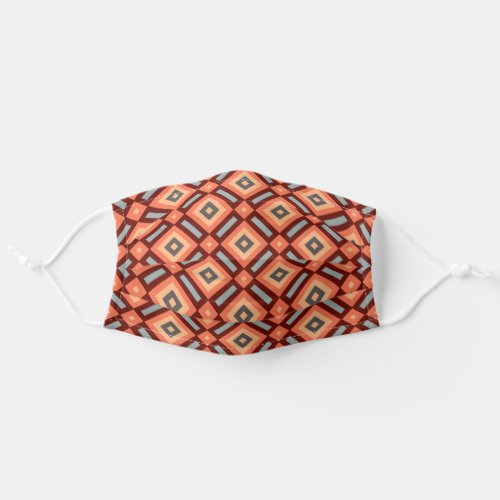 Urban Coral Red Orange Gray Squares Art Pattern Adult Cloth Face Mask